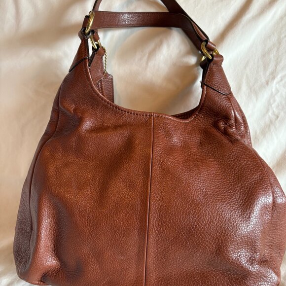 Coach Madison Maggie Pebbled Leather Hobo Bag Brown/Saddle - Picture 2 of 8